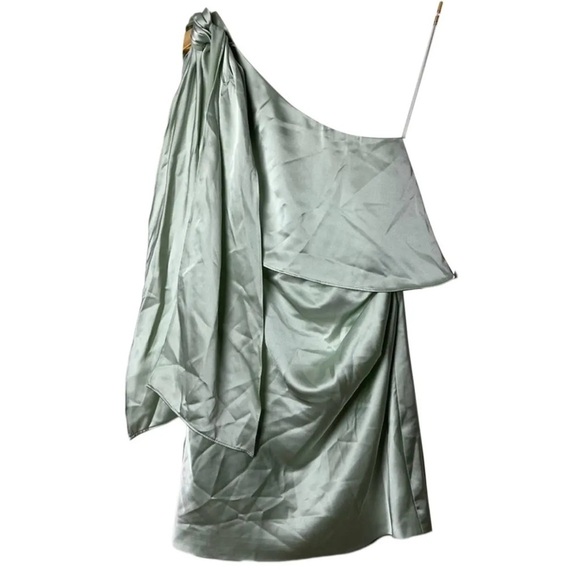 Significant Other Mint Green One-Shoulder Satin Dress - Picture 9 of 12